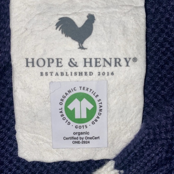 🆕HOPE & HENRY Infant Organic Navy Shawl Collar/Elbow Patches Cardigan Sweater - Picture 9 of 10